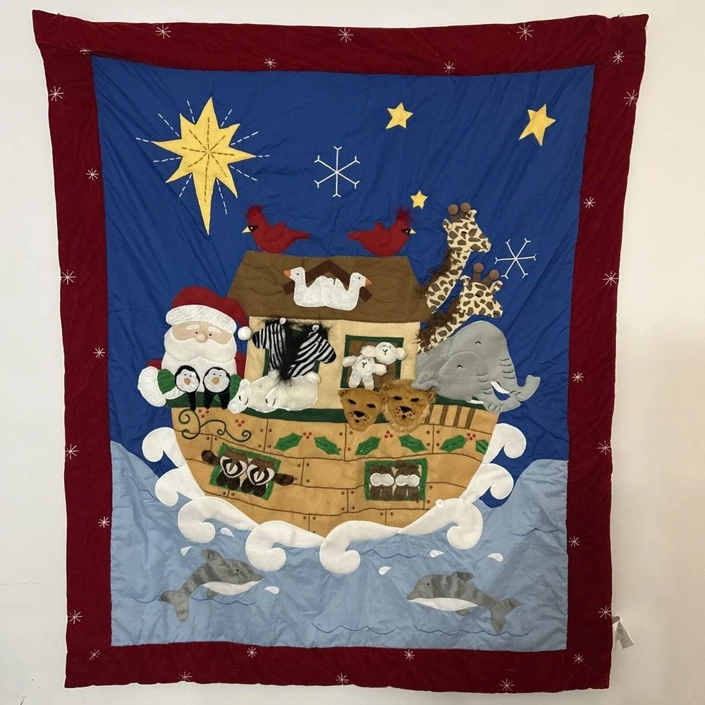 Home Interiors Wall Hanging Plush Santa Noahs Ark Christmas Embellished‎ 3D